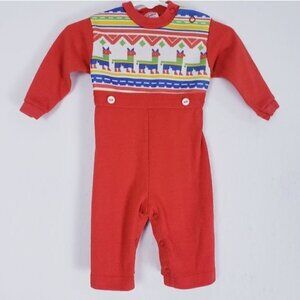 Vintage‎ Carters Red Llama Jumpsuit Romper 6 Mo